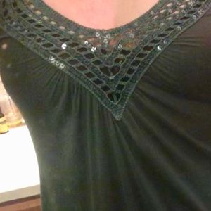 Army green Sequin summer top